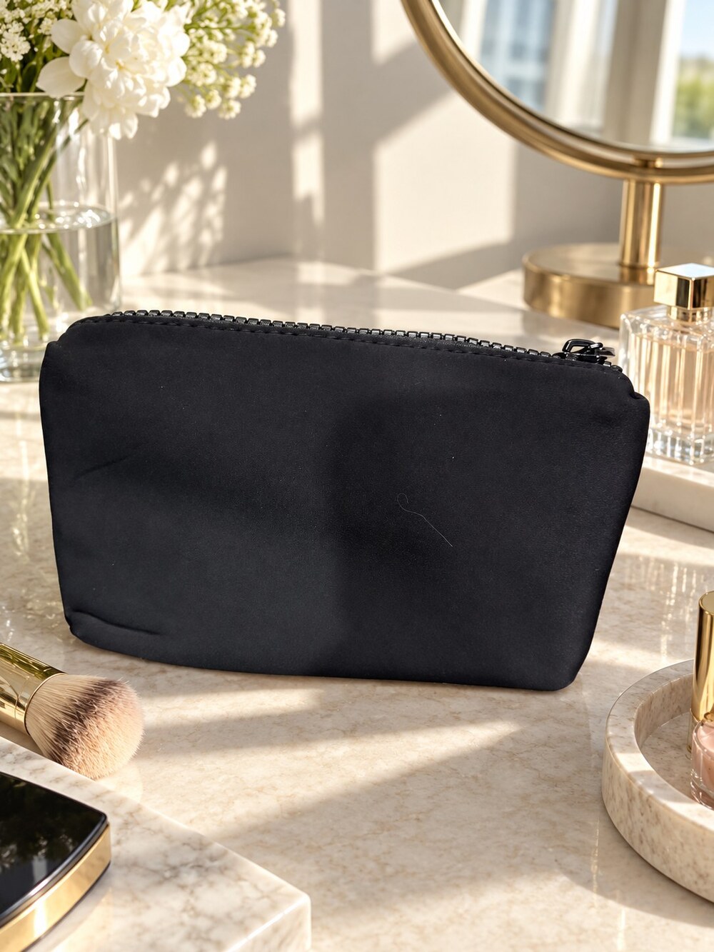 Chanel Black Zip Cosmetic Pouch | Compact Beauty Storage - Picture 3 of 6